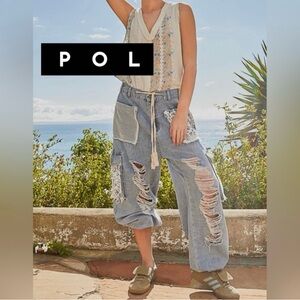 EUC Pol Vintage Crochet Pants - Denim
